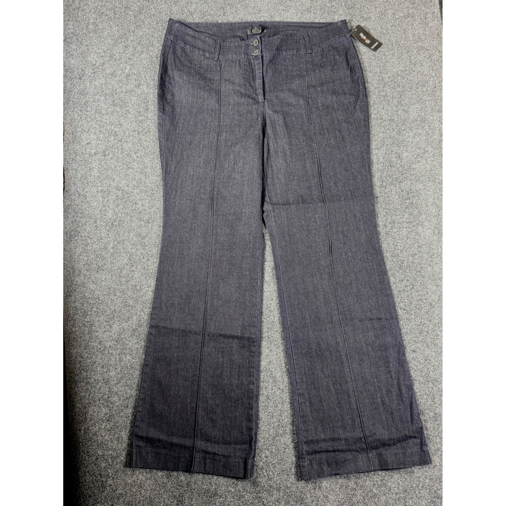 Style & Co Woman Jeans 20W Dark Rinse Wide Leg Trouser Seam Front 54255RI171